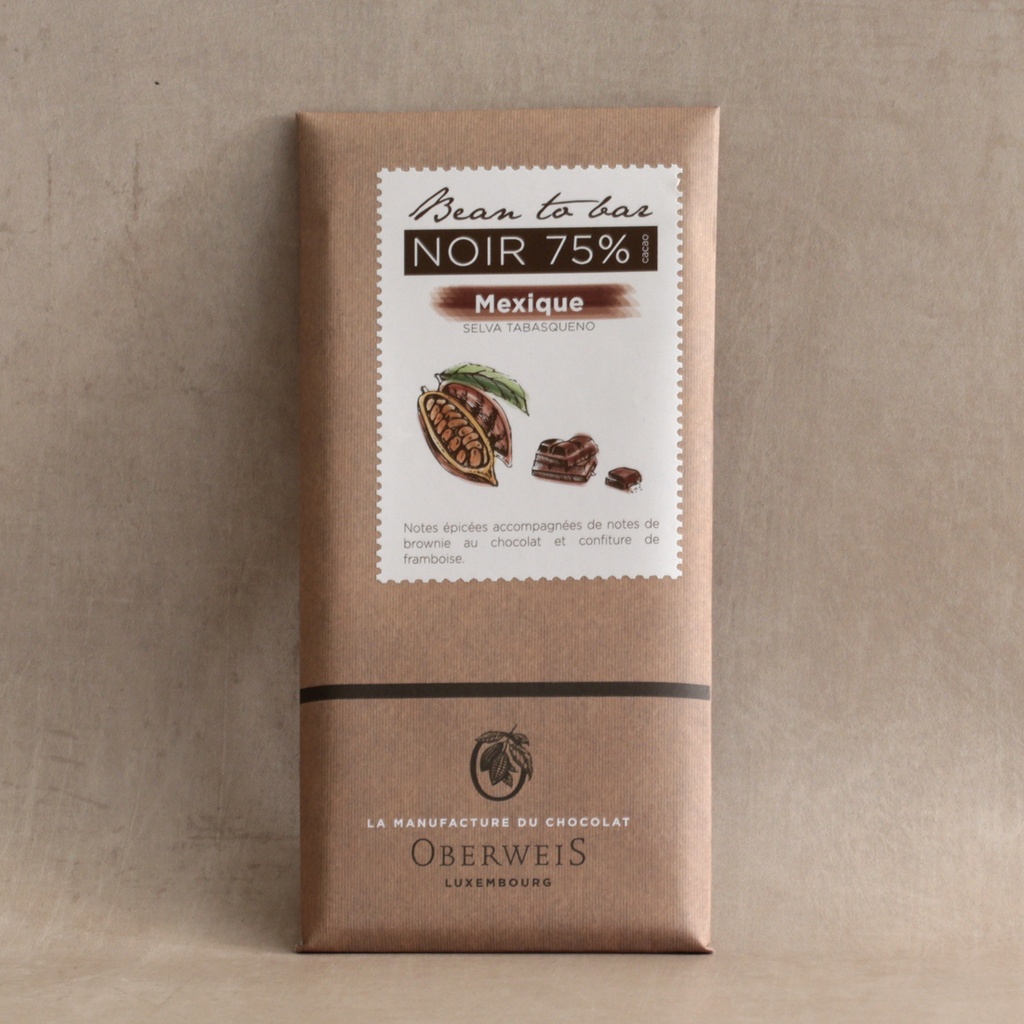 Tablette chocolat noir Mexique 75%(Bean to bar) - 90 g