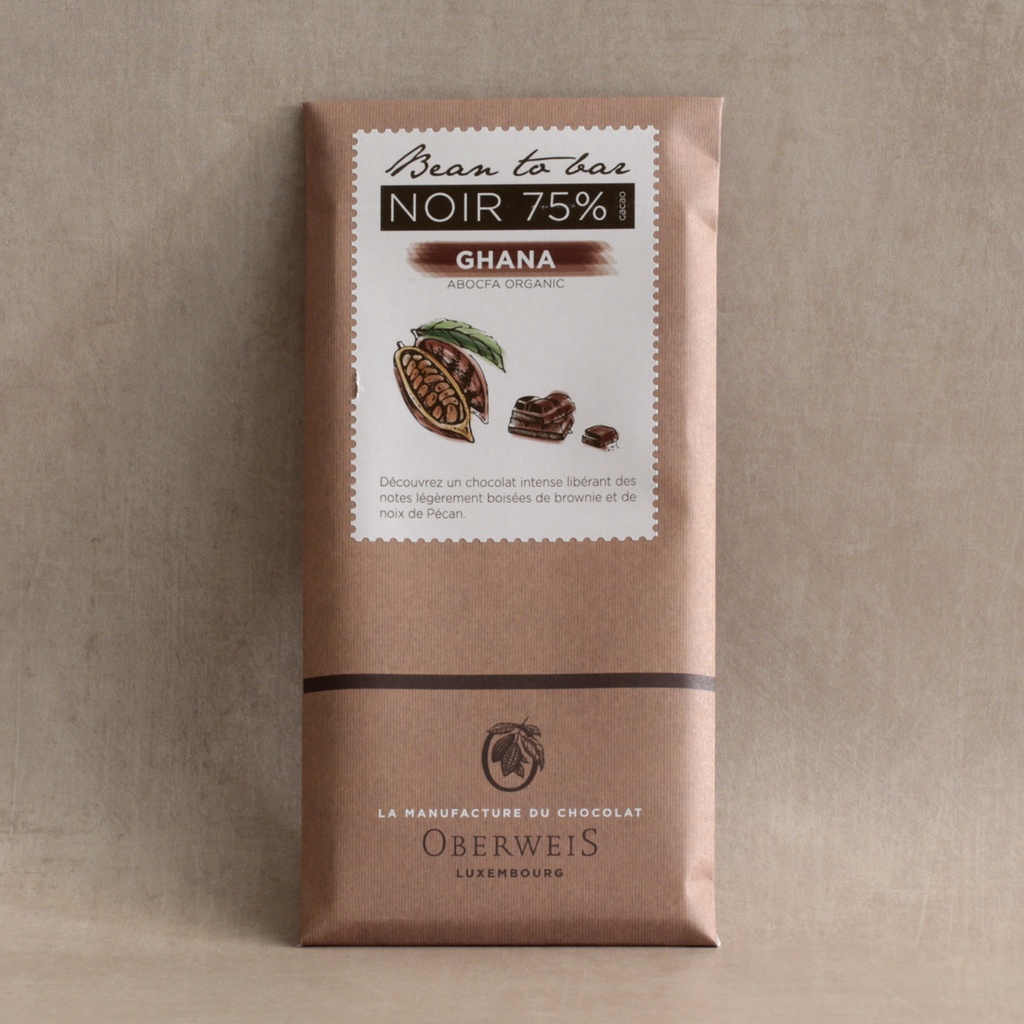 Tablette chocolat noir origine Ghana 75% - 90 g