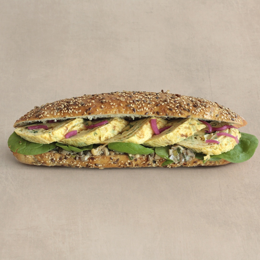 Pain céréales, omelette et champignons AH